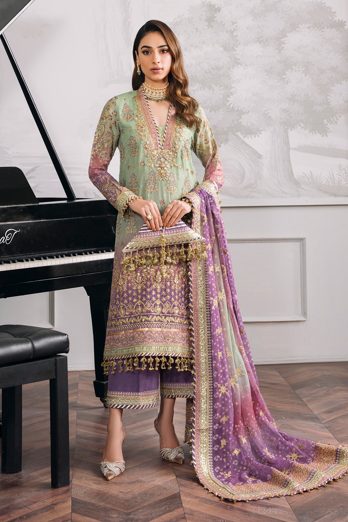 EMBROIDERED CHIFFON CH12-08 UNSTITCHED
