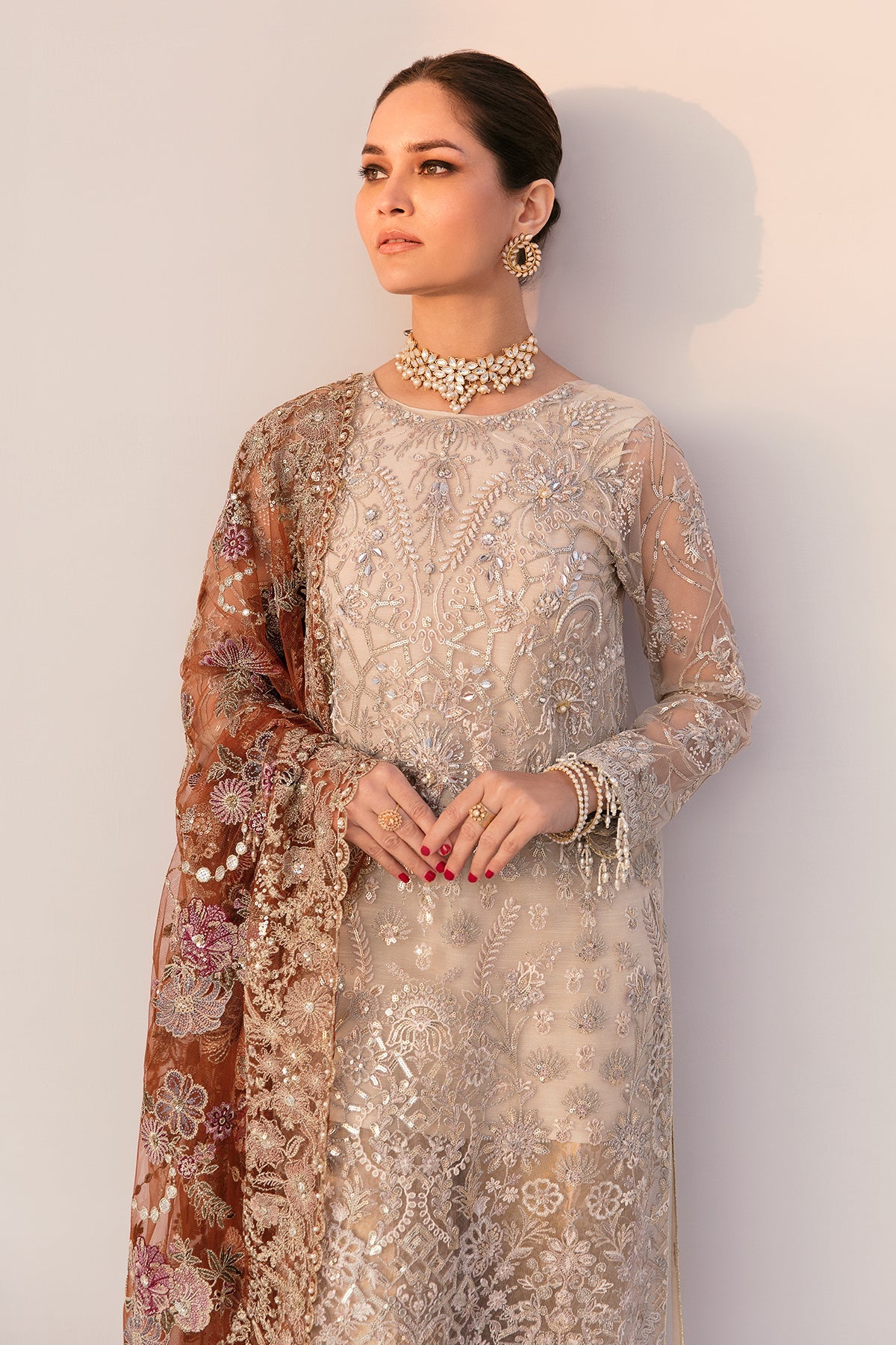 EMBROIDERED NET CH11-03 UNSTITCHED