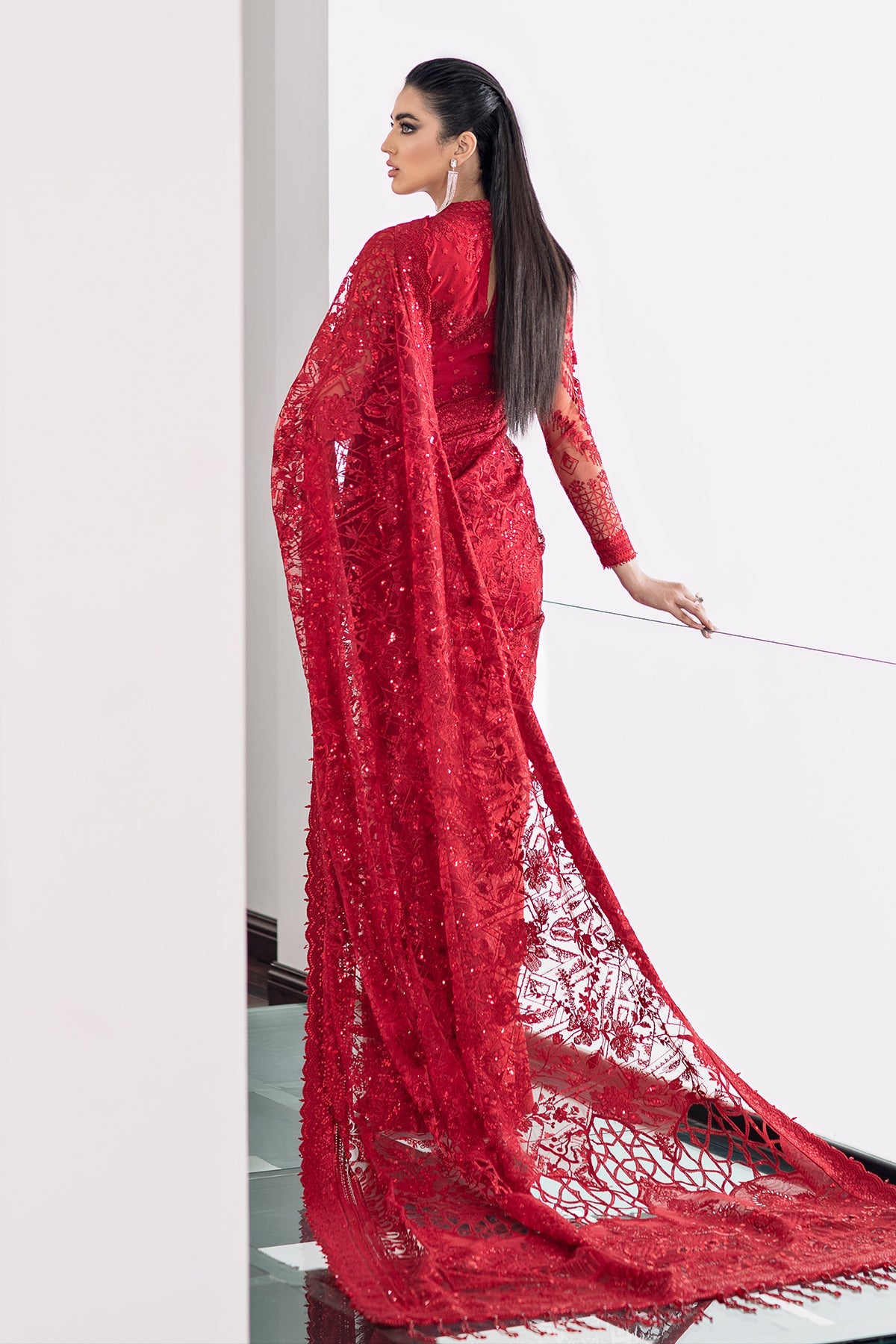 EMBROIDERED NET CH09-06 UNSTITCHED
