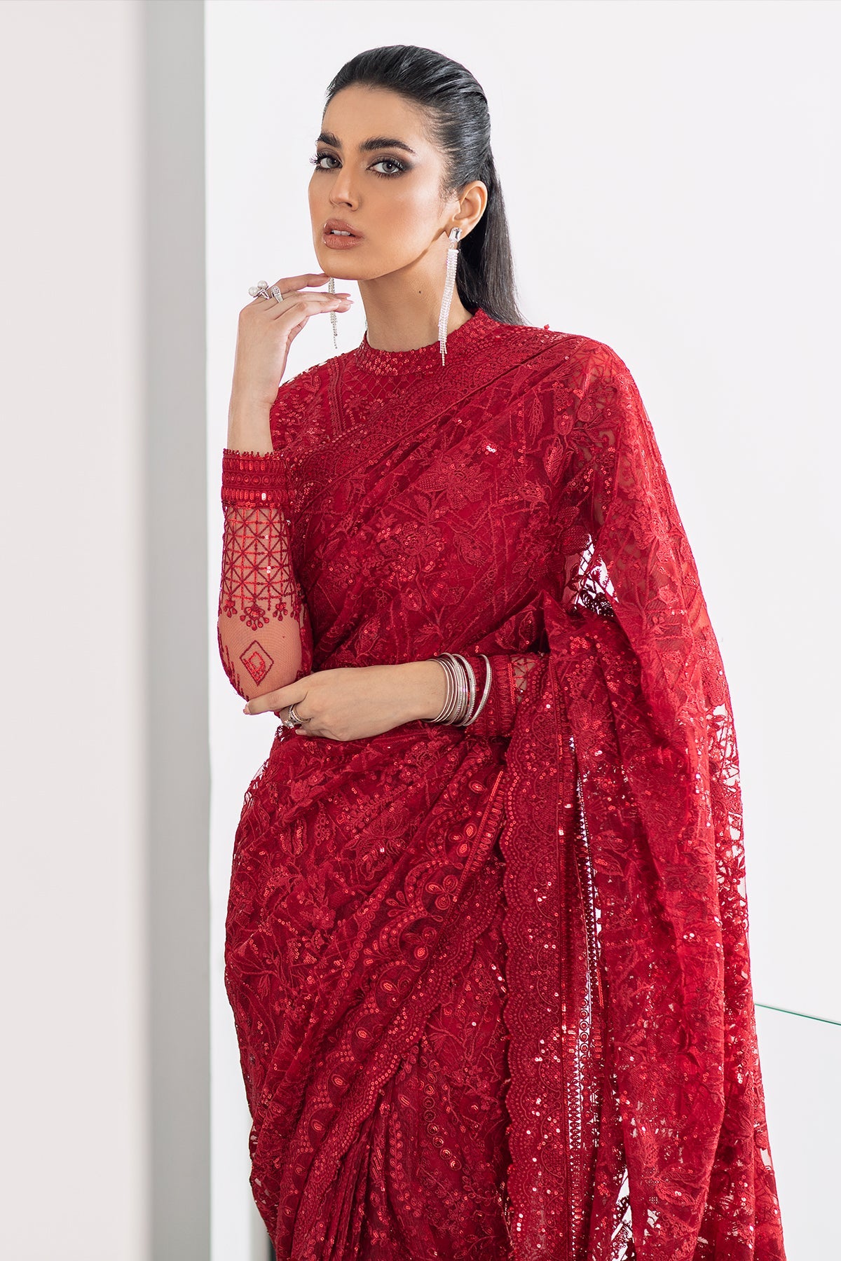 EMBROIDERED NET CH09-06 UNSTITCHED