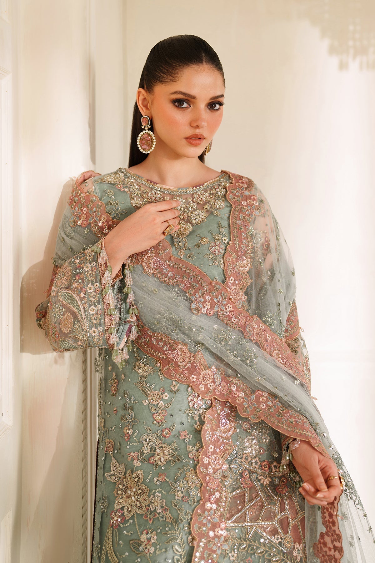 EMBROIDERED NET CH14-06 UNSTITCHED