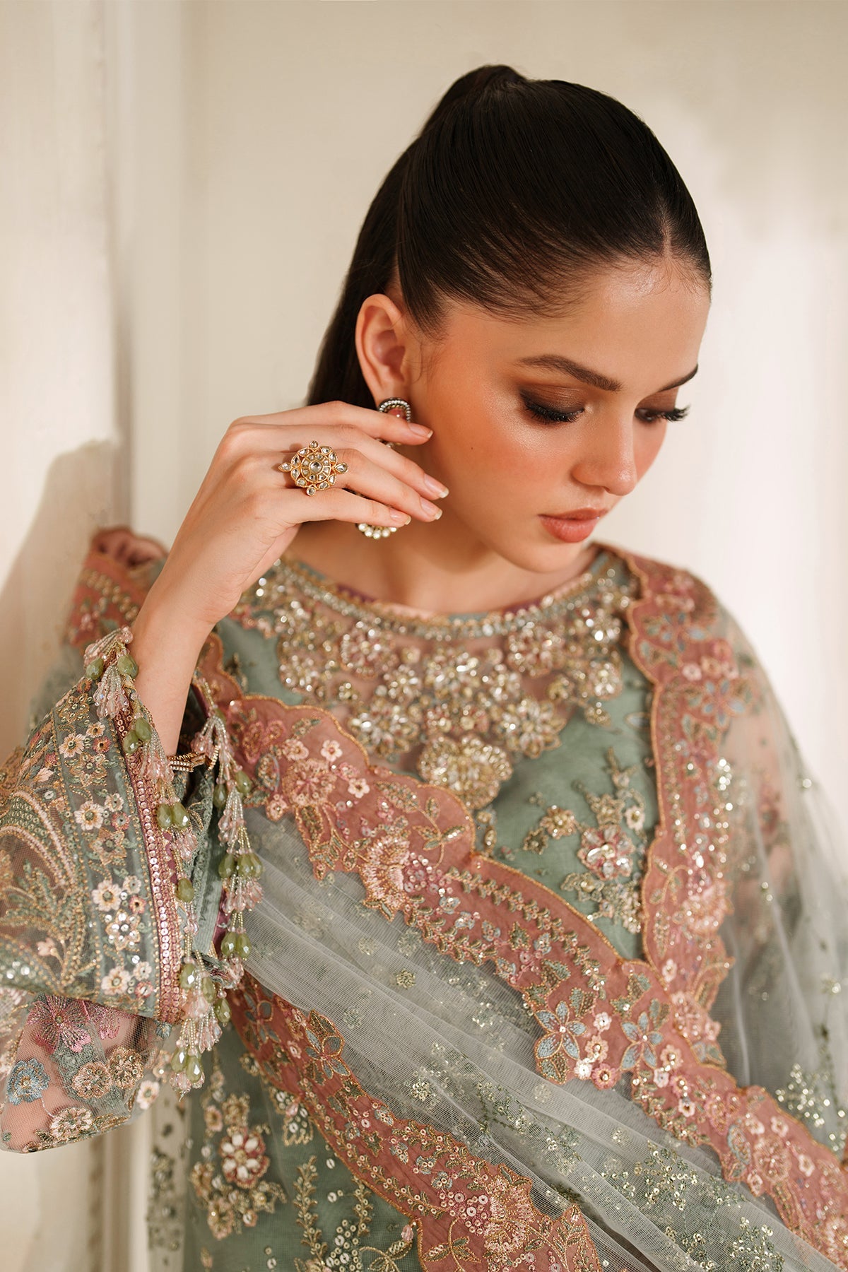 EMBROIDERED NET CH14-06 UNSTITCHED