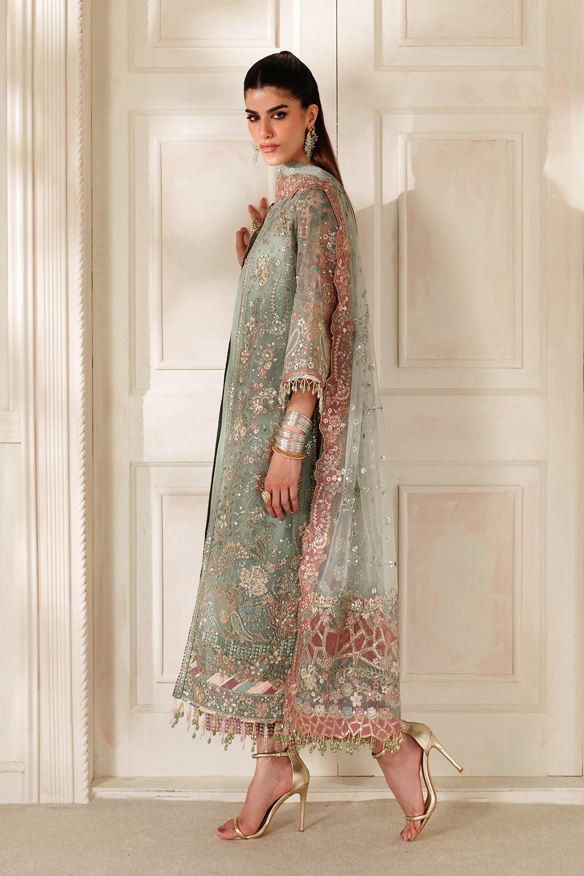 EMBROIDERED NET CH14-06 UNSTITCHED