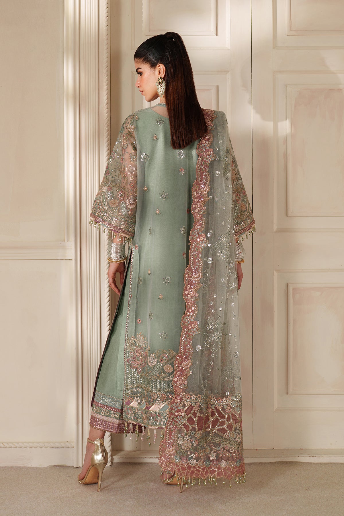 EMBROIDERED NET CH14-06 UNSTITCHED