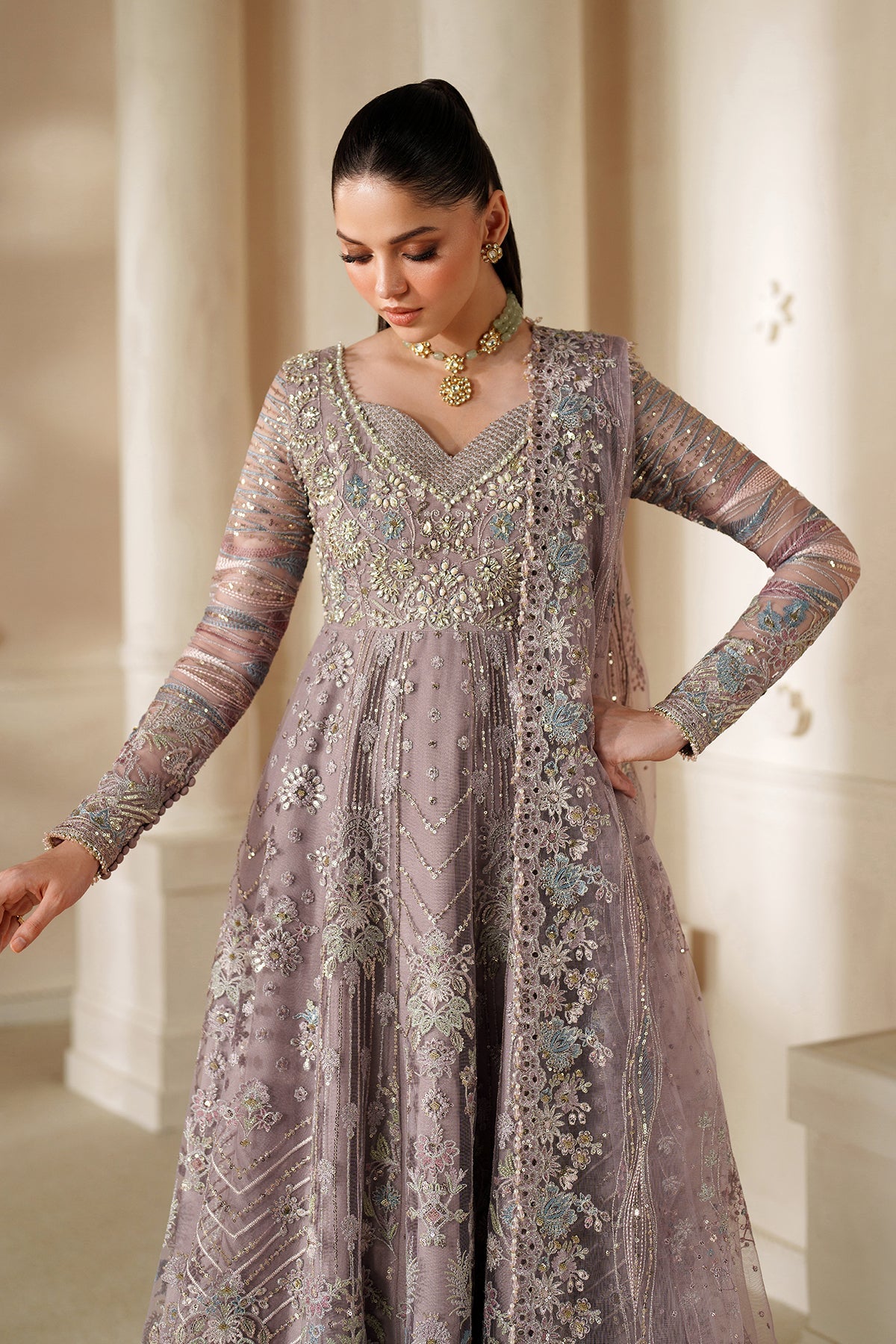 EMBROIDERED NET CH14-04 UNSTITCHED